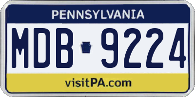 PA license plate MDB9224