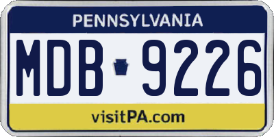 PA license plate MDB9226