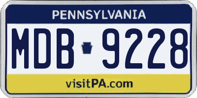 PA license plate MDB9228