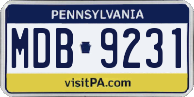 PA license plate MDB9231