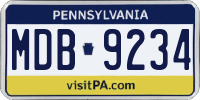 PA license plate MDB9234