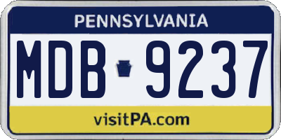 PA license plate MDB9237