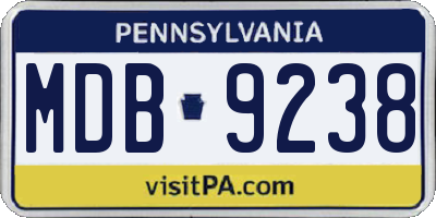PA license plate MDB9238