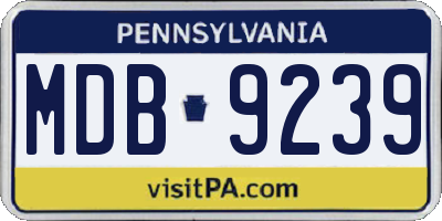PA license plate MDB9239