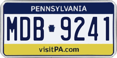 PA license plate MDB9241
