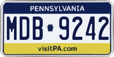 PA license plate MDB9242