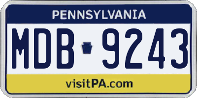 PA license plate MDB9243