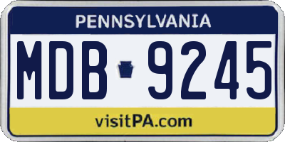 PA license plate MDB9245