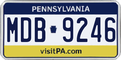 PA license plate MDB9246