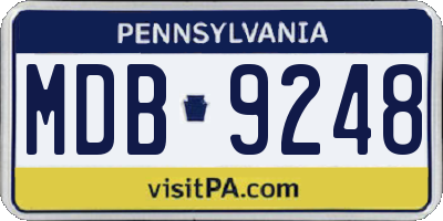 PA license plate MDB9248