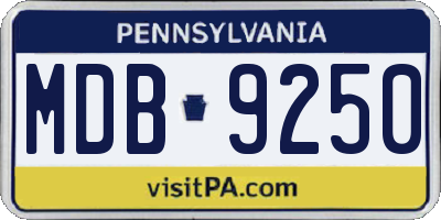 PA license plate MDB9250