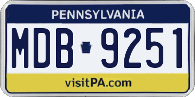 PA license plate MDB9251