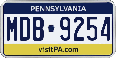 PA license plate MDB9254