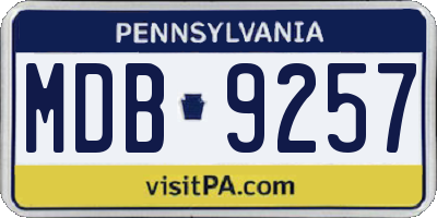 PA license plate MDB9257