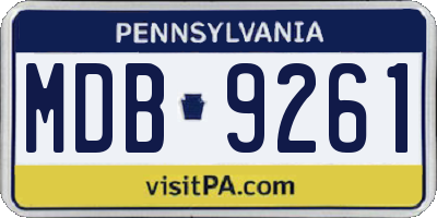 PA license plate MDB9261