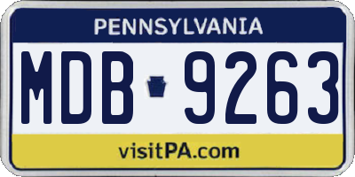 PA license plate MDB9263