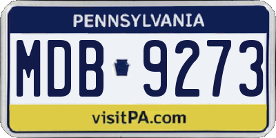 PA license plate MDB9273