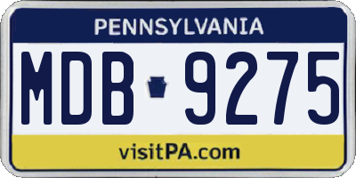 PA license plate MDB9275
