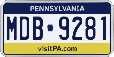 PA license plate MDB9281