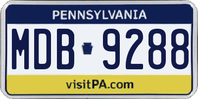 PA license plate MDB9288