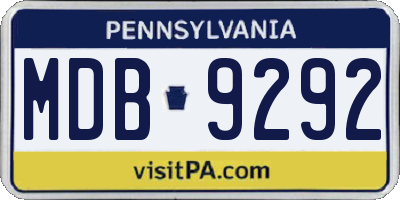 PA license plate MDB9292
