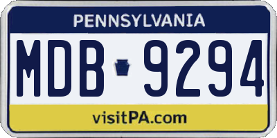 PA license plate MDB9294