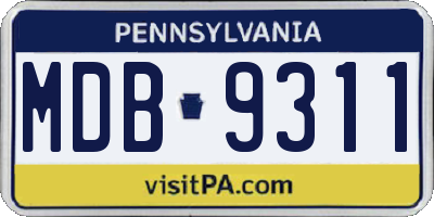 PA license plate MDB9311