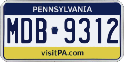 PA license plate MDB9312