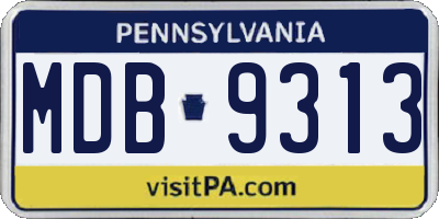 PA license plate MDB9313