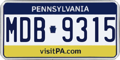 PA license plate MDB9315