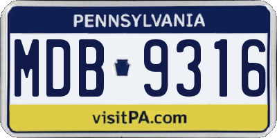 PA license plate MDB9316