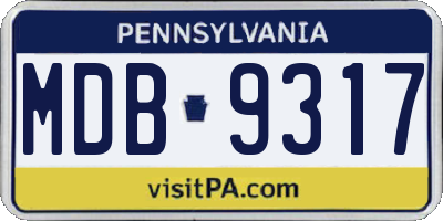 PA license plate MDB9317