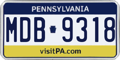 PA license plate MDB9318