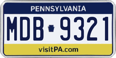 PA license plate MDB9321