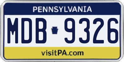 PA license plate MDB9326