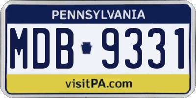 PA license plate MDB9331