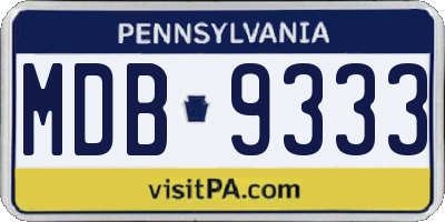 PA license plate MDB9333