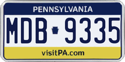 PA license plate MDB9335