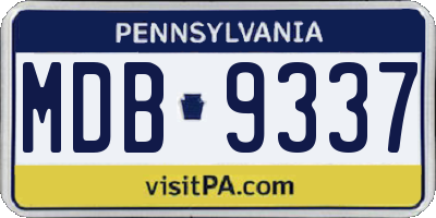 PA license plate MDB9337
