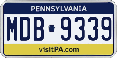 PA license plate MDB9339