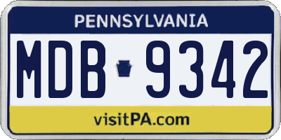 PA license plate MDB9342
