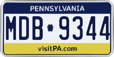 PA license plate MDB9344