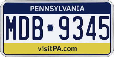 PA license plate MDB9345