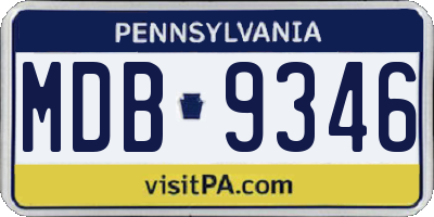 PA license plate MDB9346