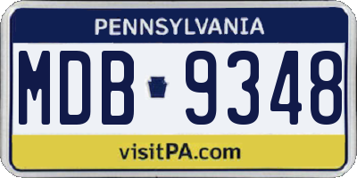 PA license plate MDB9348