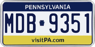 PA license plate MDB9351