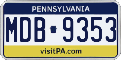 PA license plate MDB9353