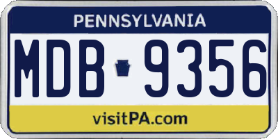 PA license plate MDB9356