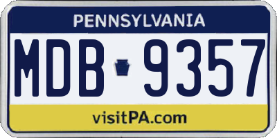 PA license plate MDB9357
