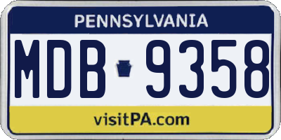 PA license plate MDB9358